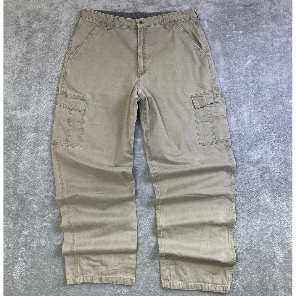Wrangler Cargo Pants Men Beige Measures 35x32.5 No Sizing Baggy Grunge Workwear